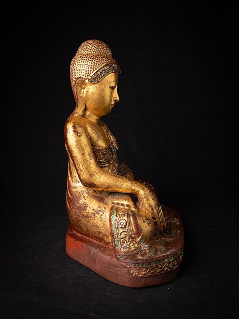 Antiker burmesischer Mandalay-Buddha aus Holz aus Burma im Angebot 3