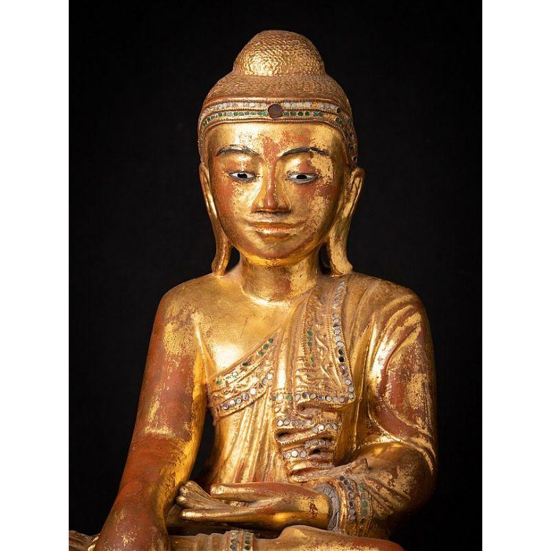 Antico Buddha birmano in legno di Mandalay proveniente dalla Birmania in vendita 3
