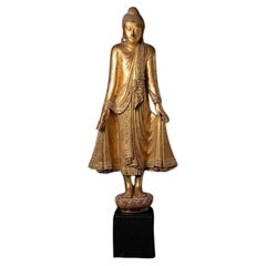 Antique Wooden Burmese Mandalay Buddha from Burma