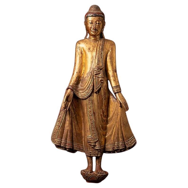 Antique Wooden Burmese Mandalay Buddha from Burma For Sale