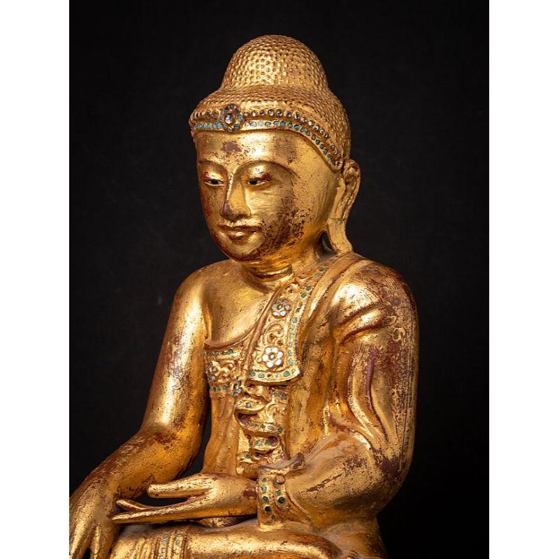 Antique Wooden Burmese Mandalay Buddha Statue from Burma For Sale 7