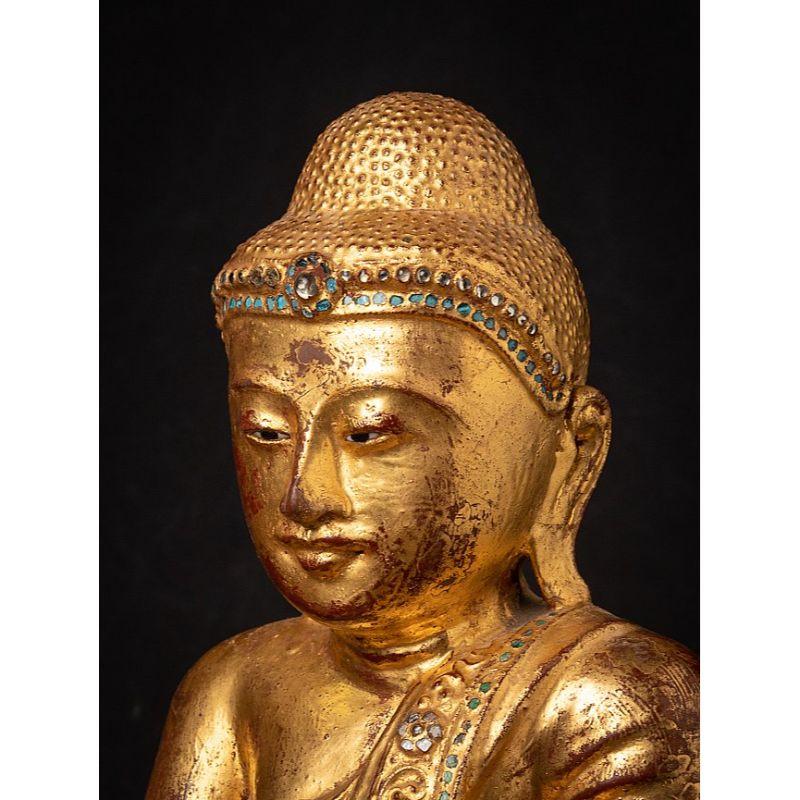 Antique Wooden Burmese Mandalay Buddha Statue from Burma For Sale 8