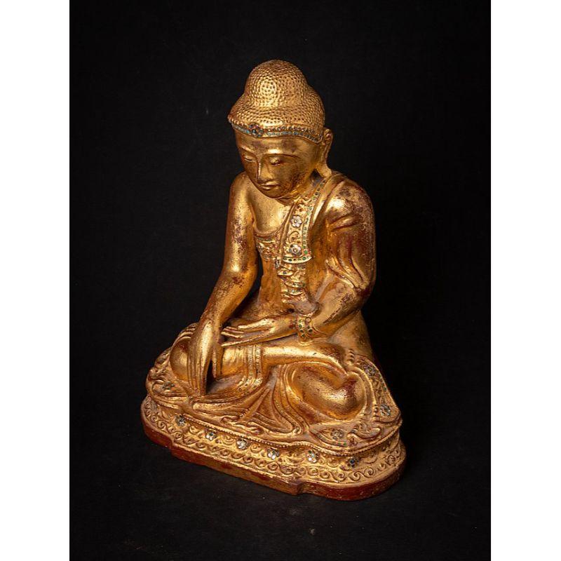Antique Wooden Burmese Mandalay Buddha Statue from Burma For Sale 9