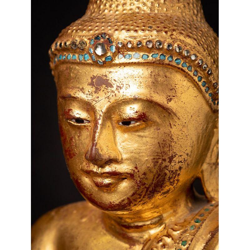 Antique Wooden Burmese Mandalay Buddha Statue from Burma For Sale 11