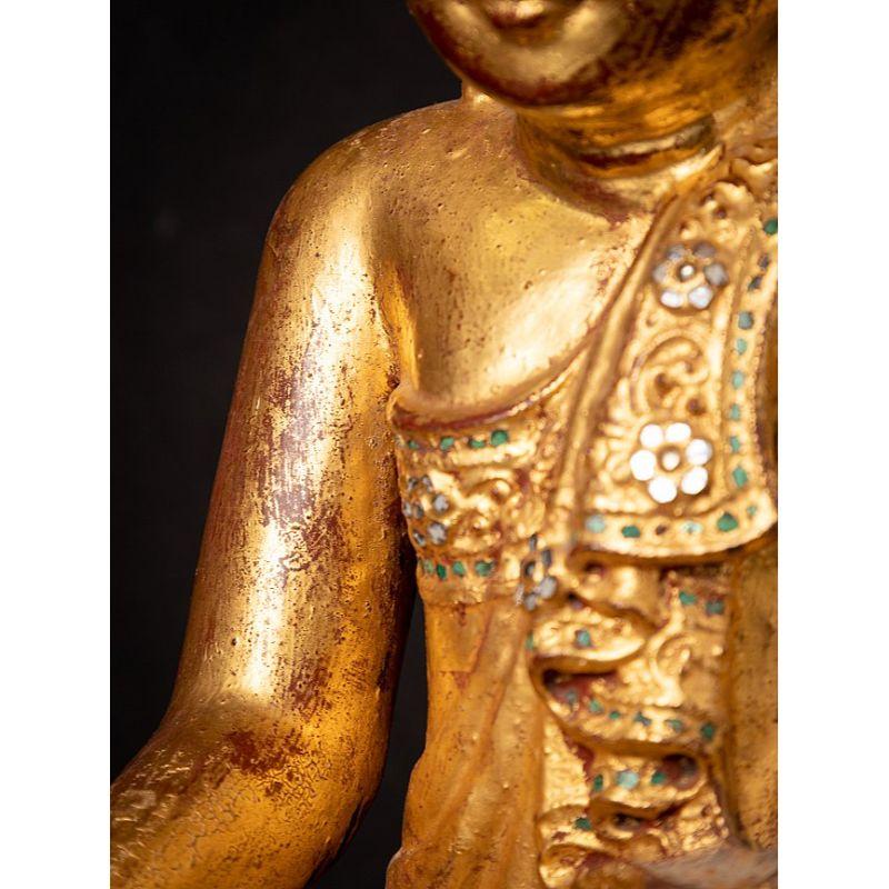 Antique Wooden Burmese Mandalay Buddha Statue from Burma For Sale 12