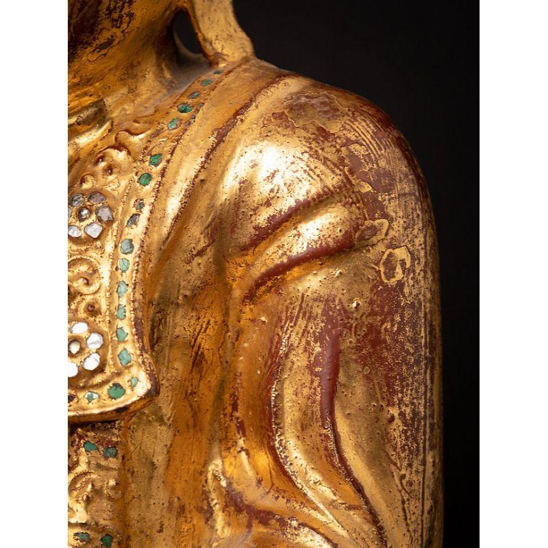 Antique Wooden Burmese Mandalay Buddha Statue from Burma For Sale 13