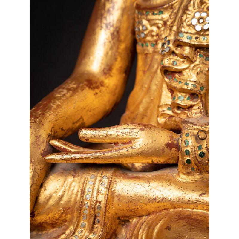 Antique Wooden Burmese Mandalay Buddha Statue from Burma For Sale 14