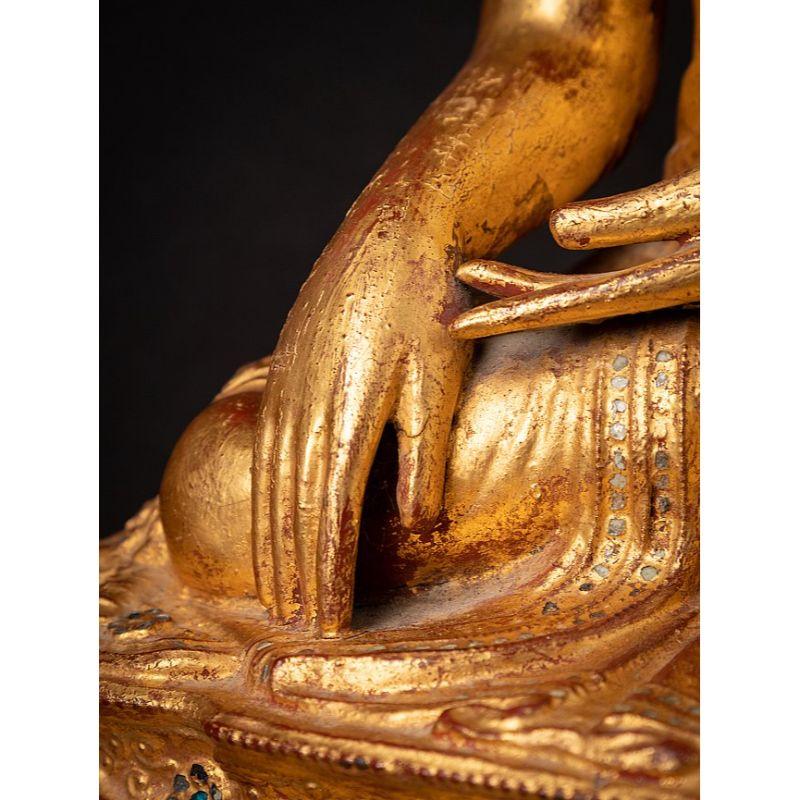 Antique Wooden Burmese Mandalay Buddha Statue from Burma For Sale 15