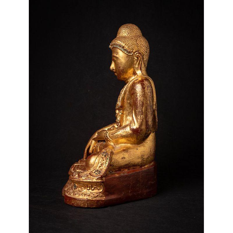 Antique Wooden Burmese Mandalay Buddha Statue from Burma In Good Condition For Sale In DEVENTER, NL