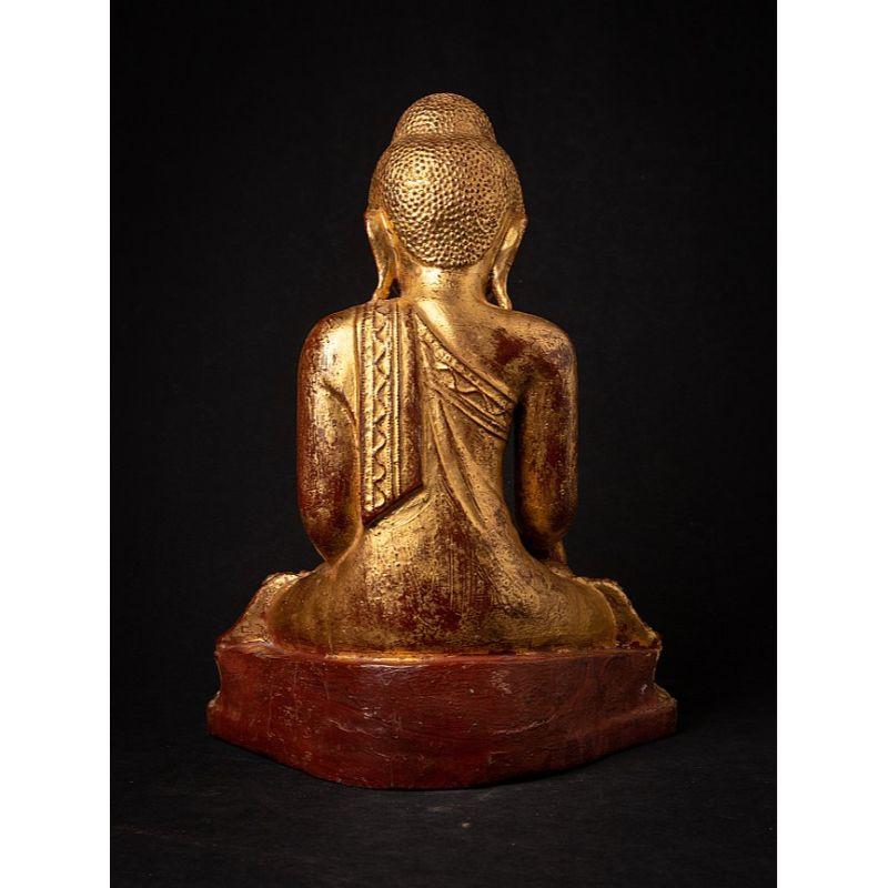 19th Century Antique Wooden Burmese Mandalay Buddha Statue from Burma For Sale