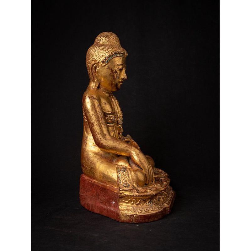 Antique Wooden Burmese Mandalay Buddha Statue from Burma For Sale 1