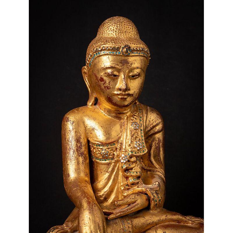 Antique Wooden Burmese Mandalay Buddha Statue from Burma For Sale 3