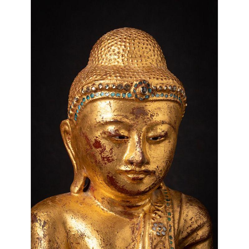 Antique Wooden Burmese Mandalay Buddha Statue from Burma For Sale 4