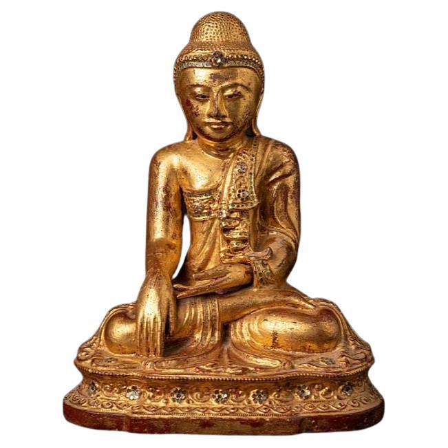 Antike burmesische Mandalay-Buddha-Statue aus Holz aus Burma