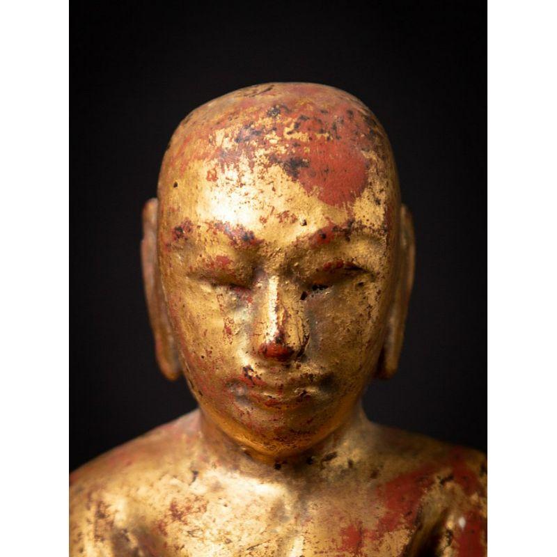 Antique Wooden Burmese Monk Statue from Burma 6