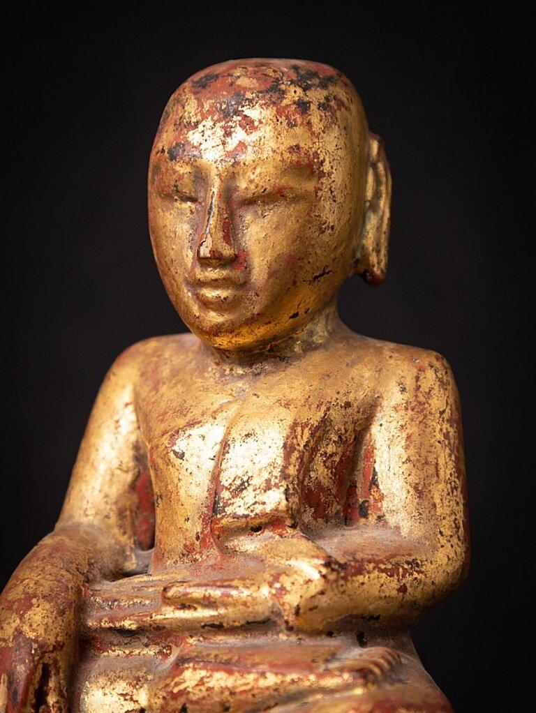 Antique wooden Burmese Monk statue from Burma For Sale at 1stDibs