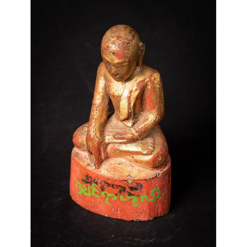 Antique Wooden Burmese Monk Statue from Burma 9