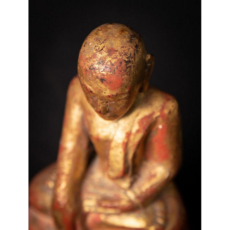 Antique Wooden Burmese Monk Statue from Burma 10