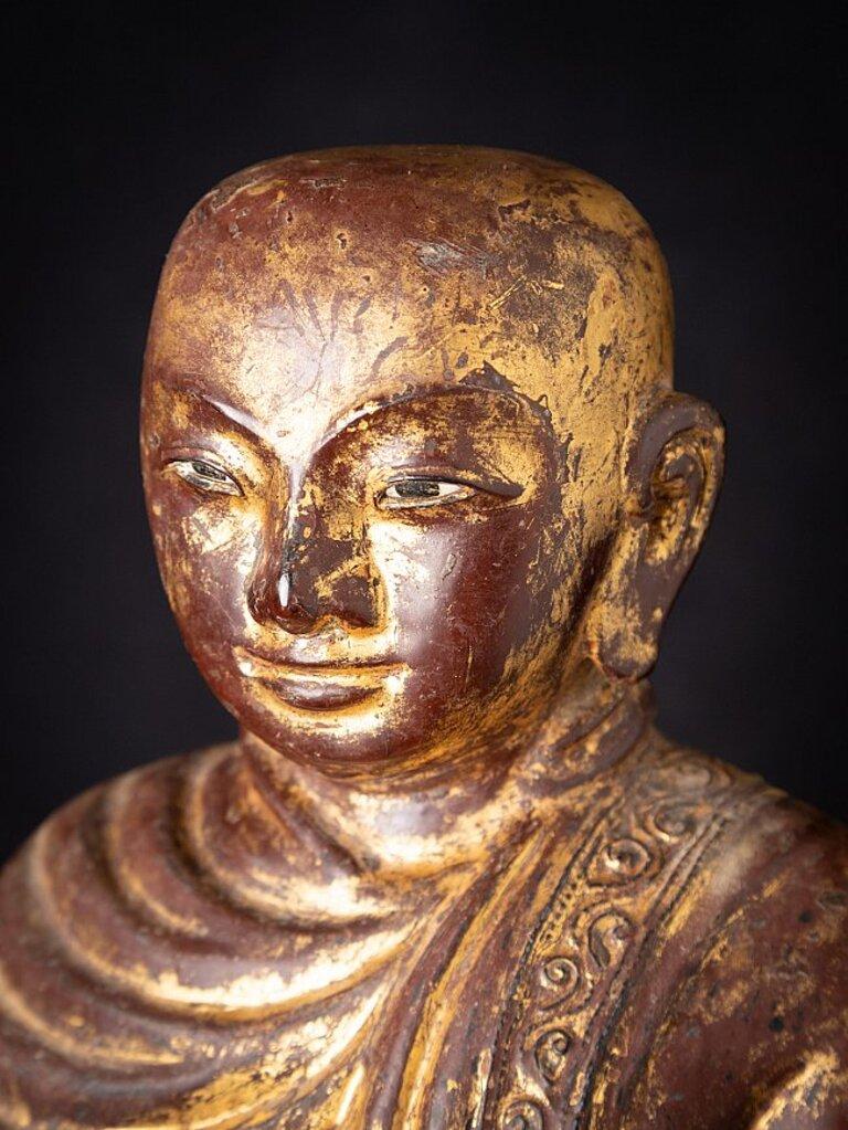 Antique Wooden Burmese Monk Statue from Burma For Sale at 1stDibs