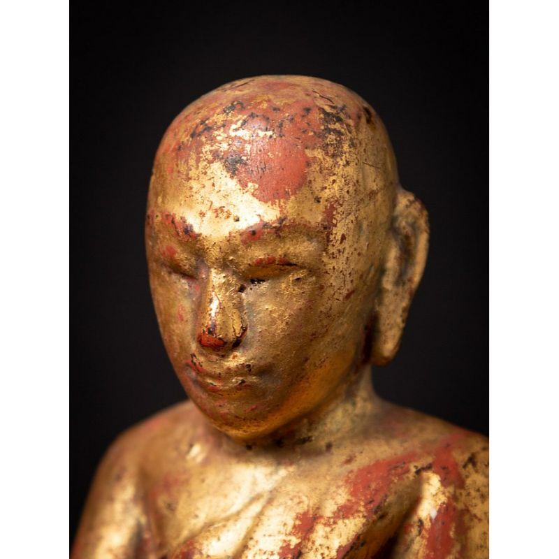 Antique Wooden Burmese Monk Statue from Burma 11