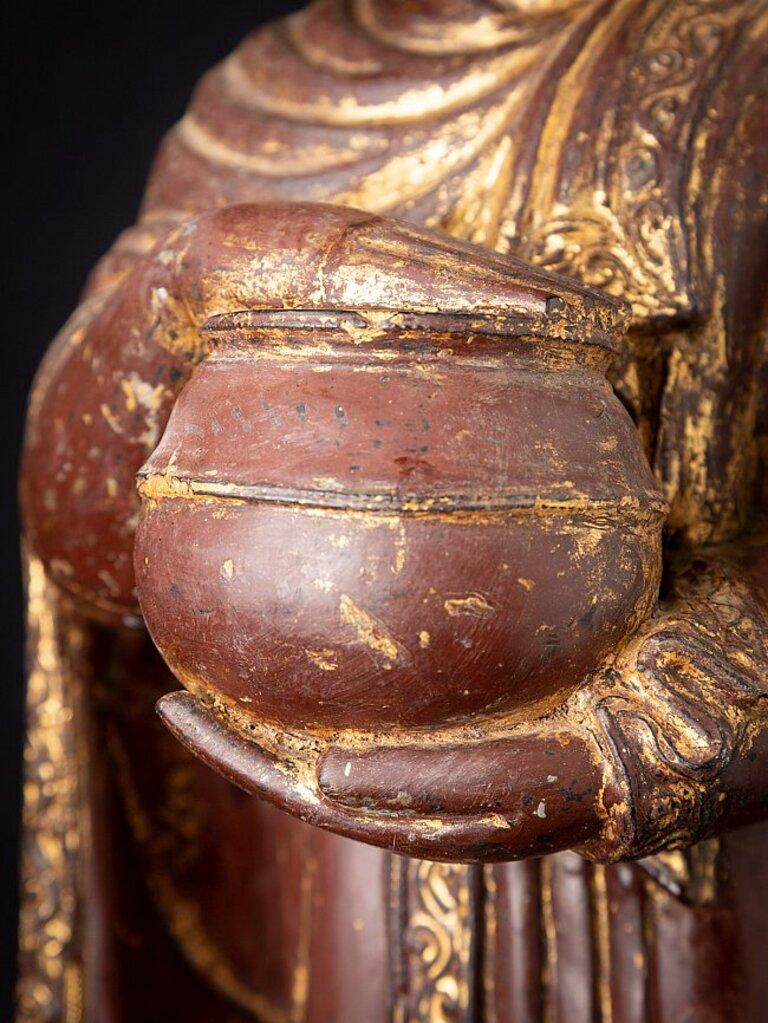 Antique Wooden Burmese Monk Statue from Burma For Sale 11
