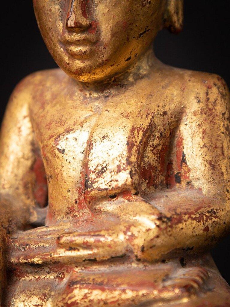 Antique wooden Burmese Monk statue from Burma For Sale at 1stDibs