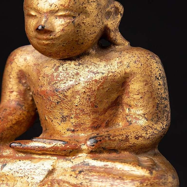 Antique Wooden Burmese Monk Statue from Burma For Sale at 1stDibs