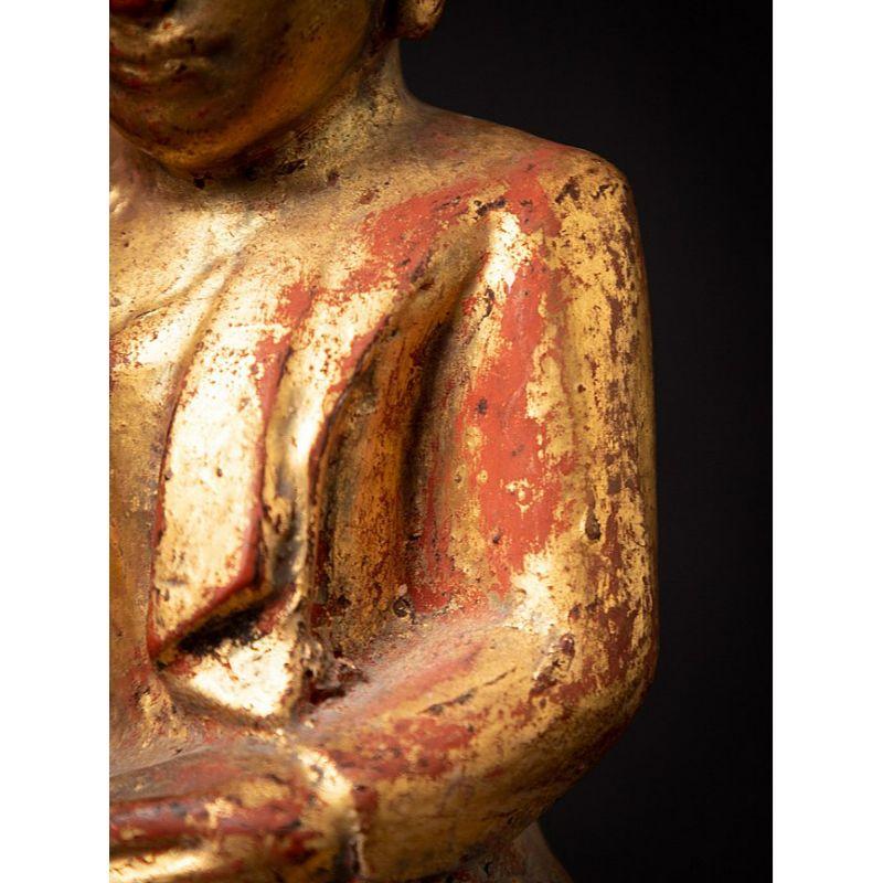Antique Wooden Burmese Monk Statue from Burma 13