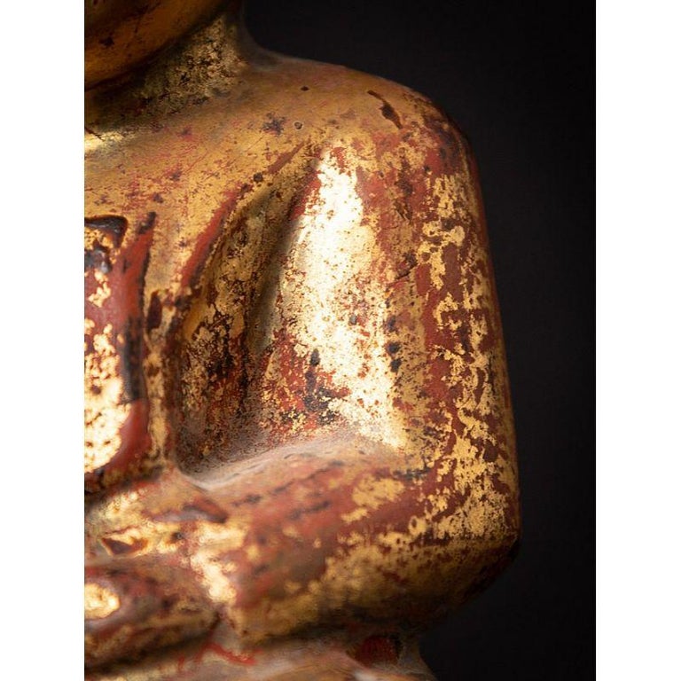 Antique Wooden Burmese Monk Statue from Burma For Sale at 1stDibs