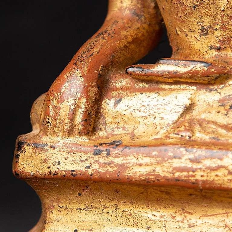 Antique Wooden Burmese Monk Statue from Burma For Sale at 1stDibs