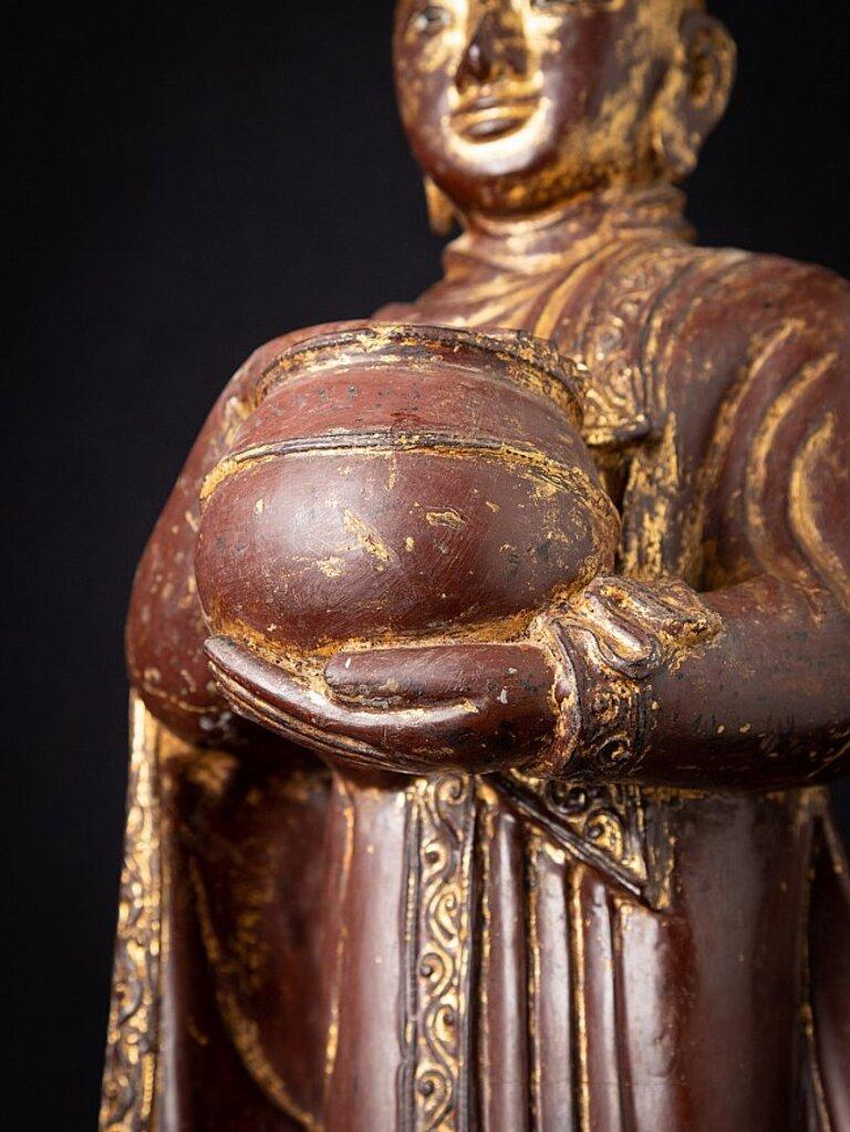 Antique Wooden Burmese Monk Statue from Burma For Sale 15