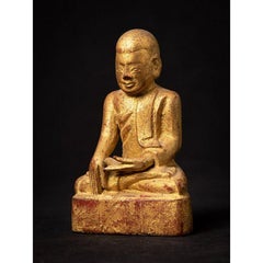 Antique Wooden Burmese Monk Statue from Burma
