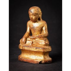 Antique wooden Burmese Monk statue from Burma