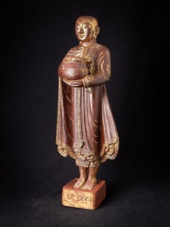Antique Wooden Burmese Monk Statue from Burma