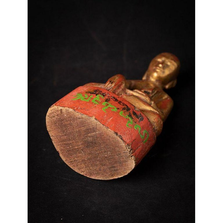 Antique Wooden Burmese Monk Statue from Burma For Sale at 1stDibs