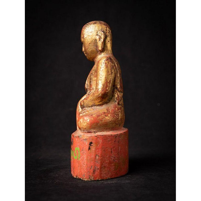 Antique Wooden Burmese Monk Statue from Burma For Sale at 1stDibs