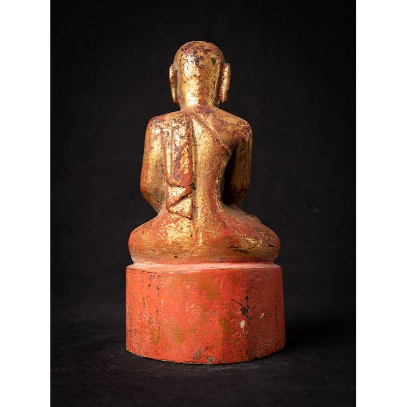 18th Century and Earlier Antique Wooden Burmese Monk Statue from Burma