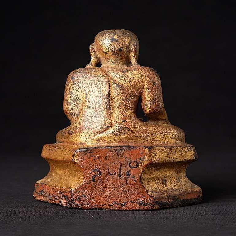 18th Century and Earlier Antique Wooden Burmese Monk Statue from Burma For Sale
