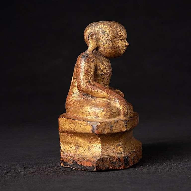 Antique Wooden Burmese Monk Statue from Burma For Sale at 1stDibs