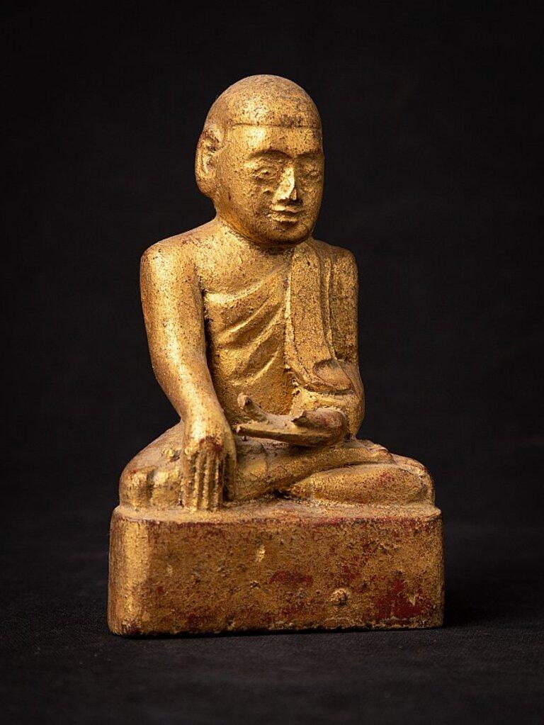 Antique Wooden Burmese Monk Statue from, Burma For Sale 1