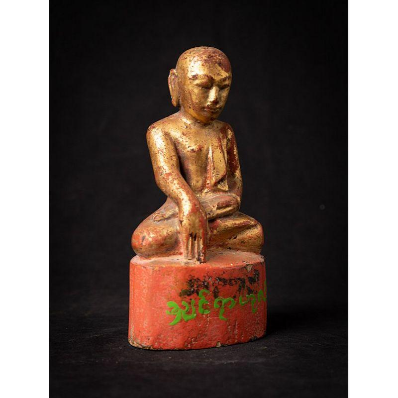 Antique Wooden Burmese Monk Statue from Burma 2