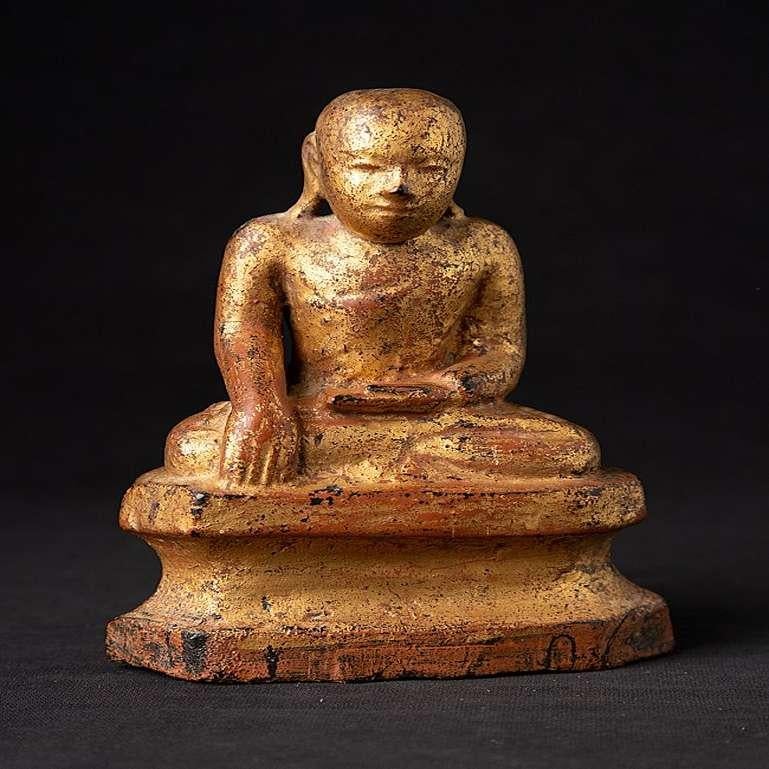 Antique Wooden Burmese Monk Statue from Burma For Sale 2