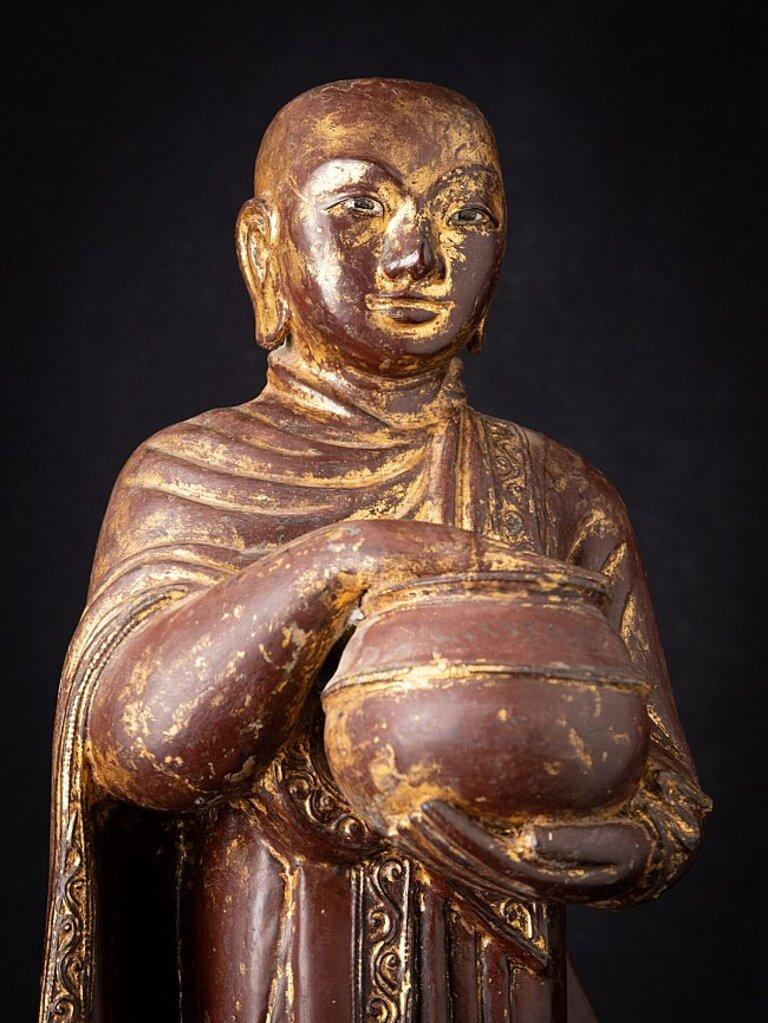 Antique Wooden Burmese Monk Statue from Burma For Sale 3