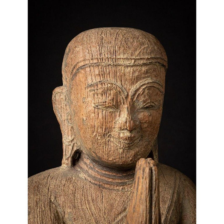Antique Wooden Burmese Monk Statue from Burma For Sale at 1stDibs