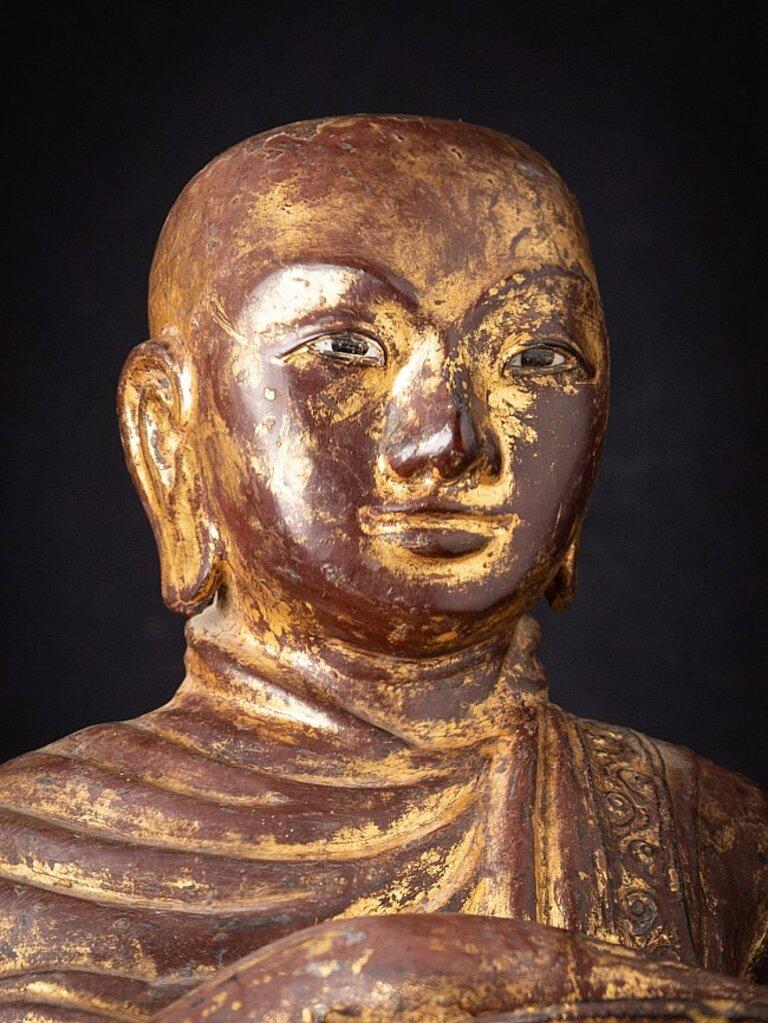 Antique Wooden Burmese Monk Statue from Burma For Sale 4