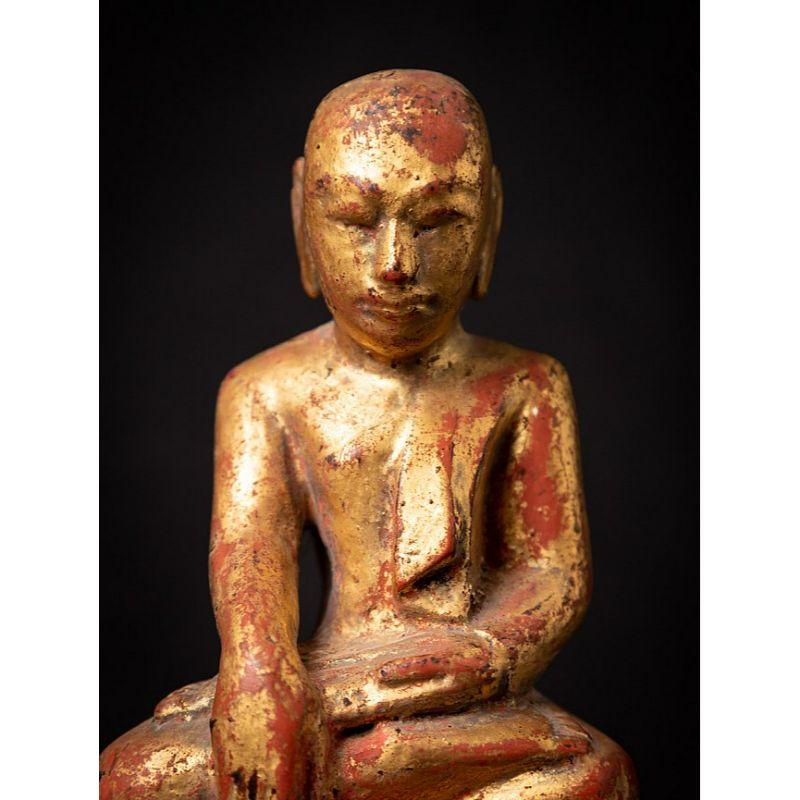 Antique Wooden Burmese Monk Statue from Burma 5