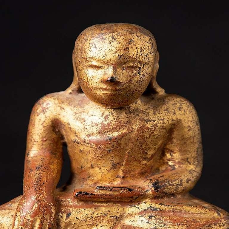 Antique Wooden Burmese Monk Statue from Burma For Sale at 1stDibs