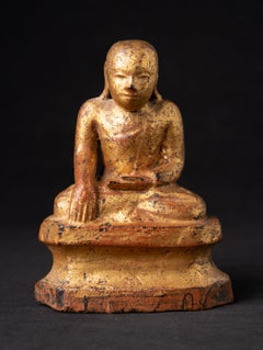 Antique Wooden Burmese Monk Statue from Burma