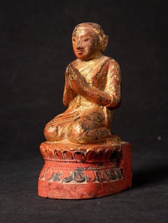 Antique Wooden Burmese Monk Statue from Burma Original Buddhas