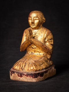 Antique wooden Burmese Monk statue from Burma  Original Buddhas
